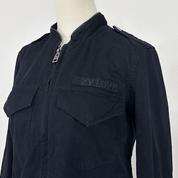 Zadig & Voltaire Kavy Military Jacket Broken Heart Sz M Edgy Rock Chic Punk - Picture 10 of 16